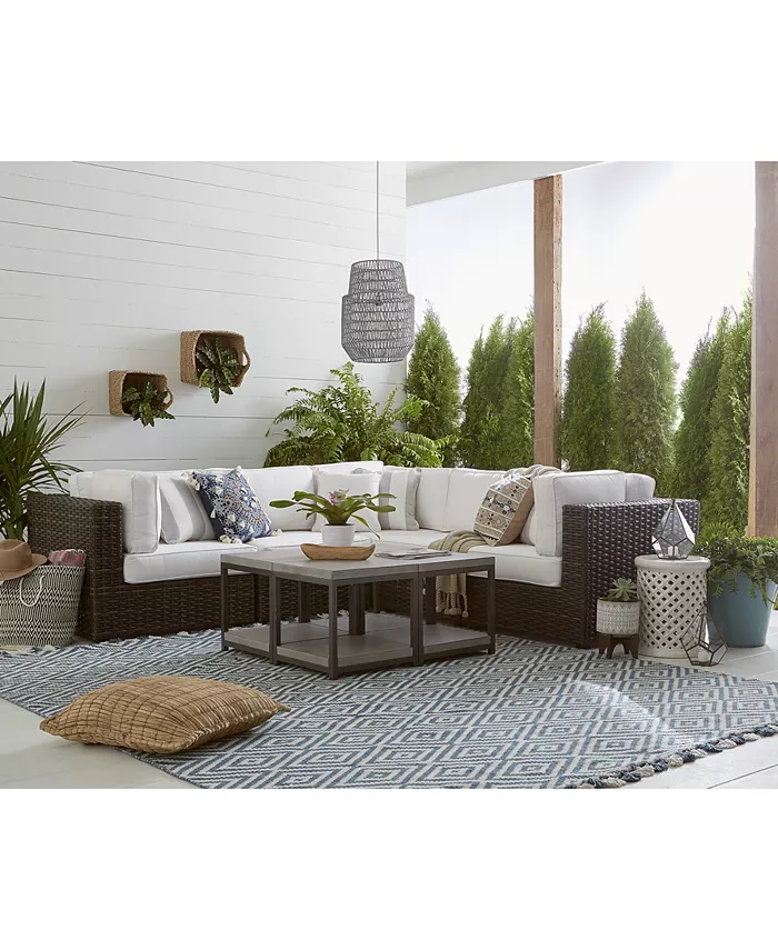 Furniture CLOSEOUT! Viewport Outdoor 7-Pc. Modular Seating Set (2 Corner Units 3 Armless Units 1 Corner Table and 1 Ottoman) with with Sunbrellaandreg; Cushions