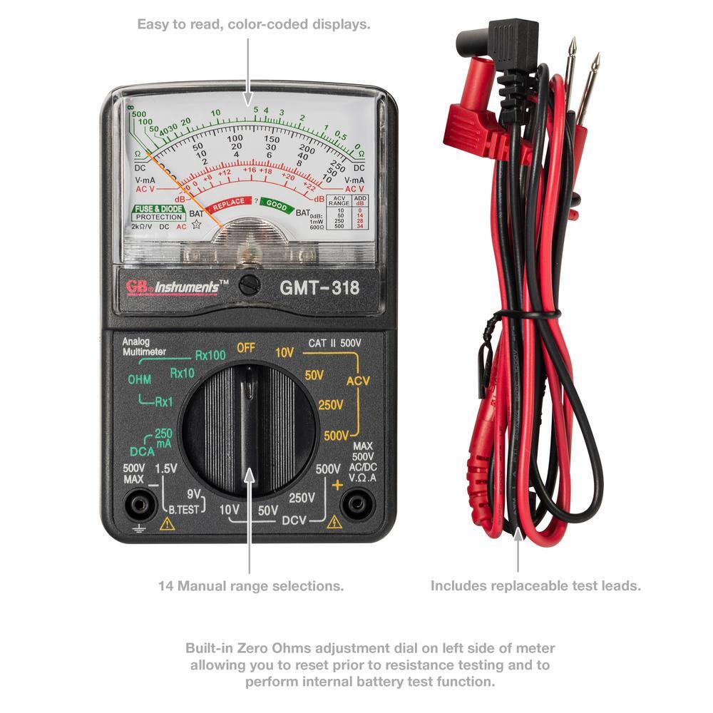 Gardner Bender 14-Range Analog Meter GMT-318