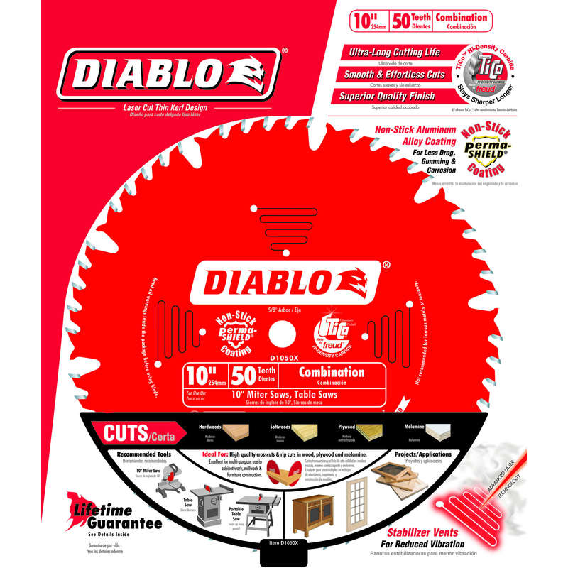 Diablo 10 in. D X 5/8 in. Carbide Combination Saw Blade 50 teeth 1 pk