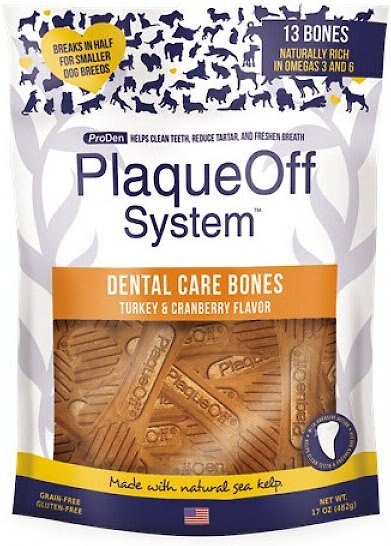 ProDen PlaqueOff System Turkey and Cranberry Flavored Dental Bone Dog Treats