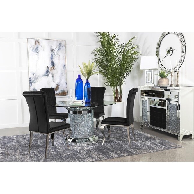 Coaster Furniture Ellie Black / Chrome Glass Dining Table Set