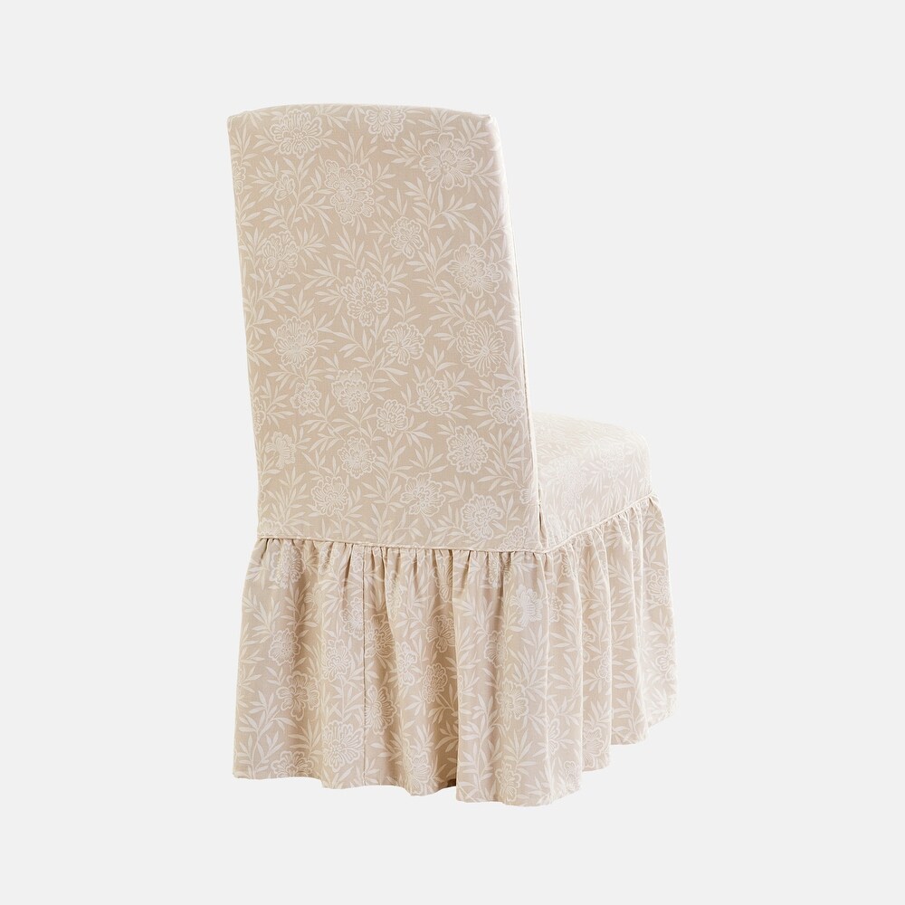 SureFit Essential Twill Ruffled Long Dining Chair Slipcover