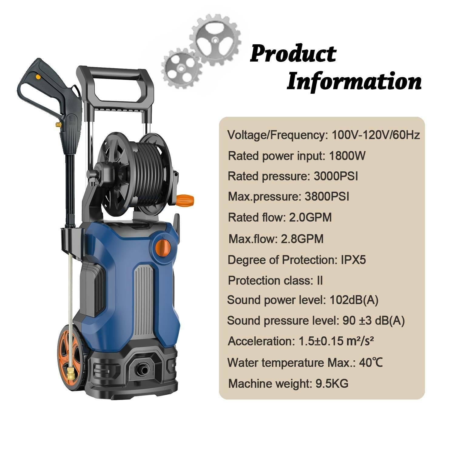 3800PSI 2.8GPM Electric Pressure Washer High Power Cleaner,Water Sprayer Machine