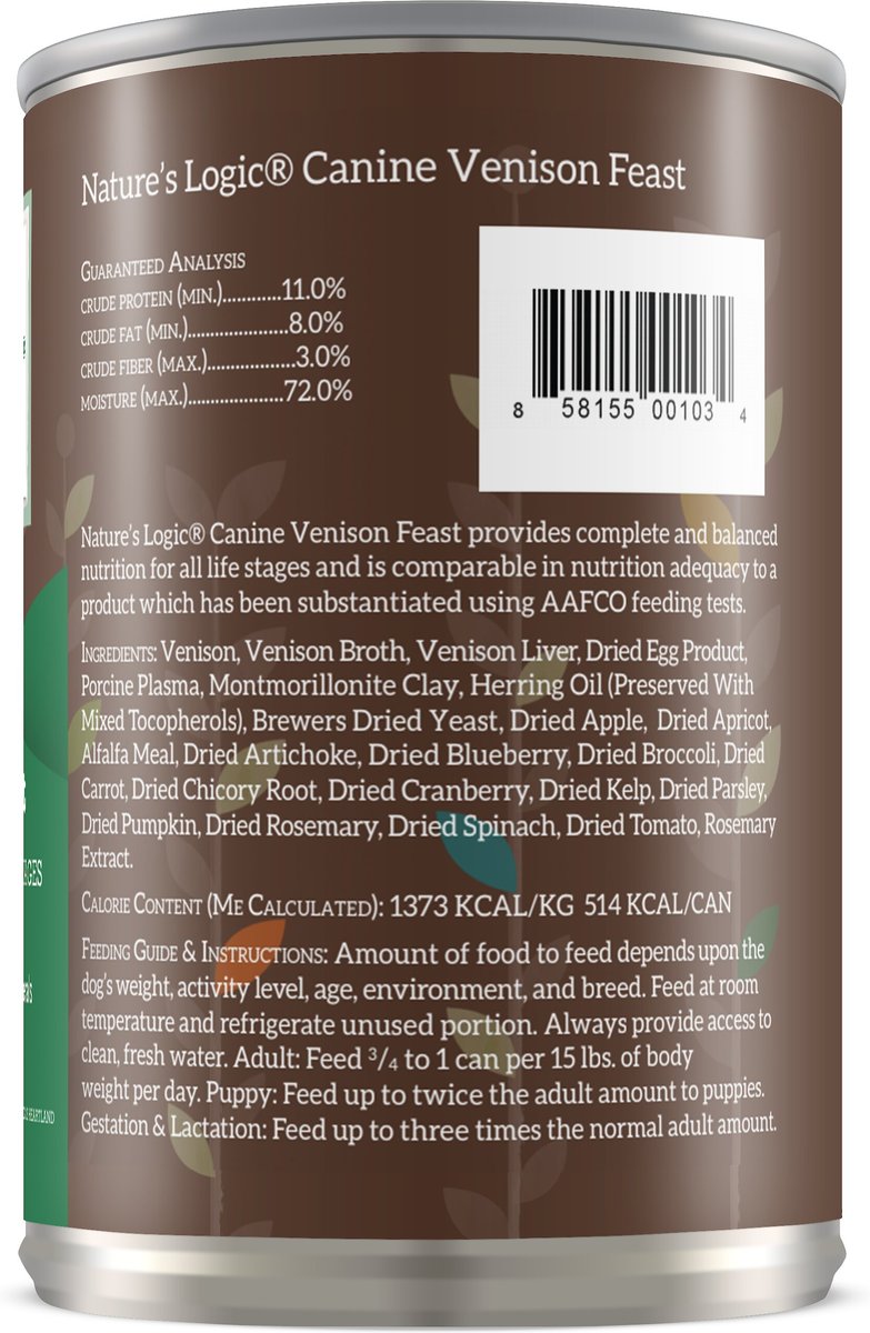 Nature's Logic Canine Venison Feast All Life Stages Grain-Free Canned Dog Food