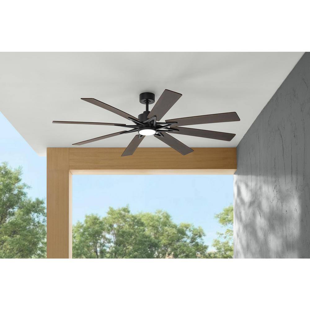 Home Decorators Collection Intervale 72 in. Integrated CCT LED IndoorOutdoor Matte Black Ceiling Fan with Light and Remote Control Included N609A-MBK