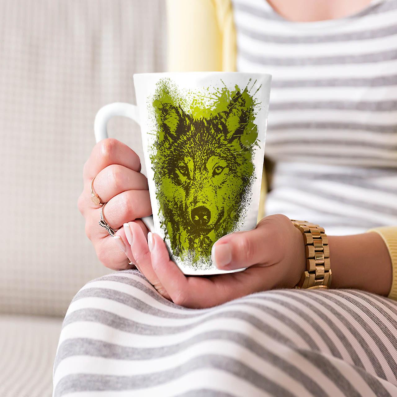 Wolf Splash Animal NEW White Tea Coffee Ceramic Latte Mug 17 oz | Wellcoda