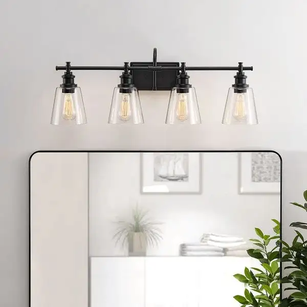 KAWOTI 4-Light Bathroom Vanity Light with Glass Shade