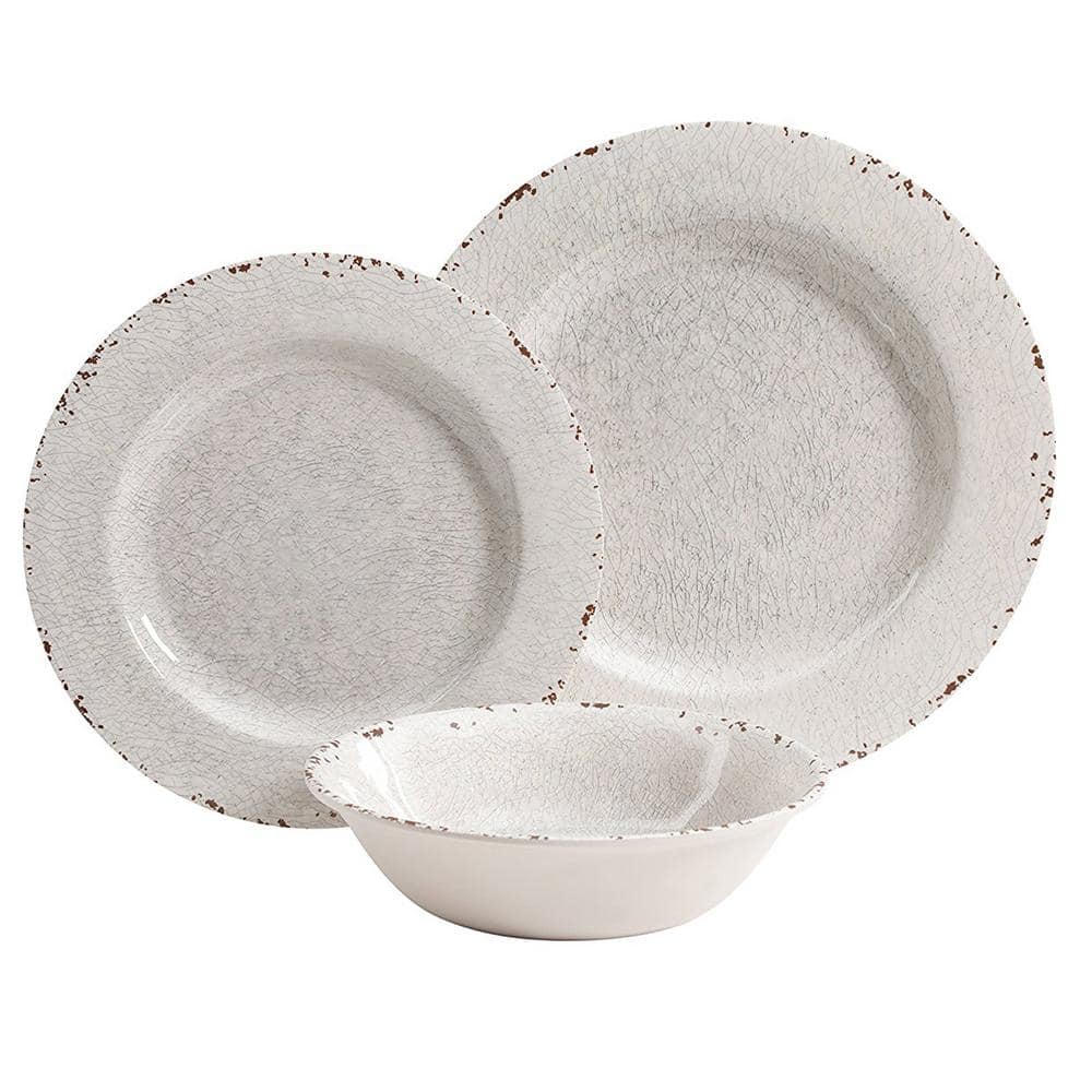 Studio California Mauna 12-Piece Casual White Melamine Outdoor Dinnerware Set (Service for 4) 985100475M