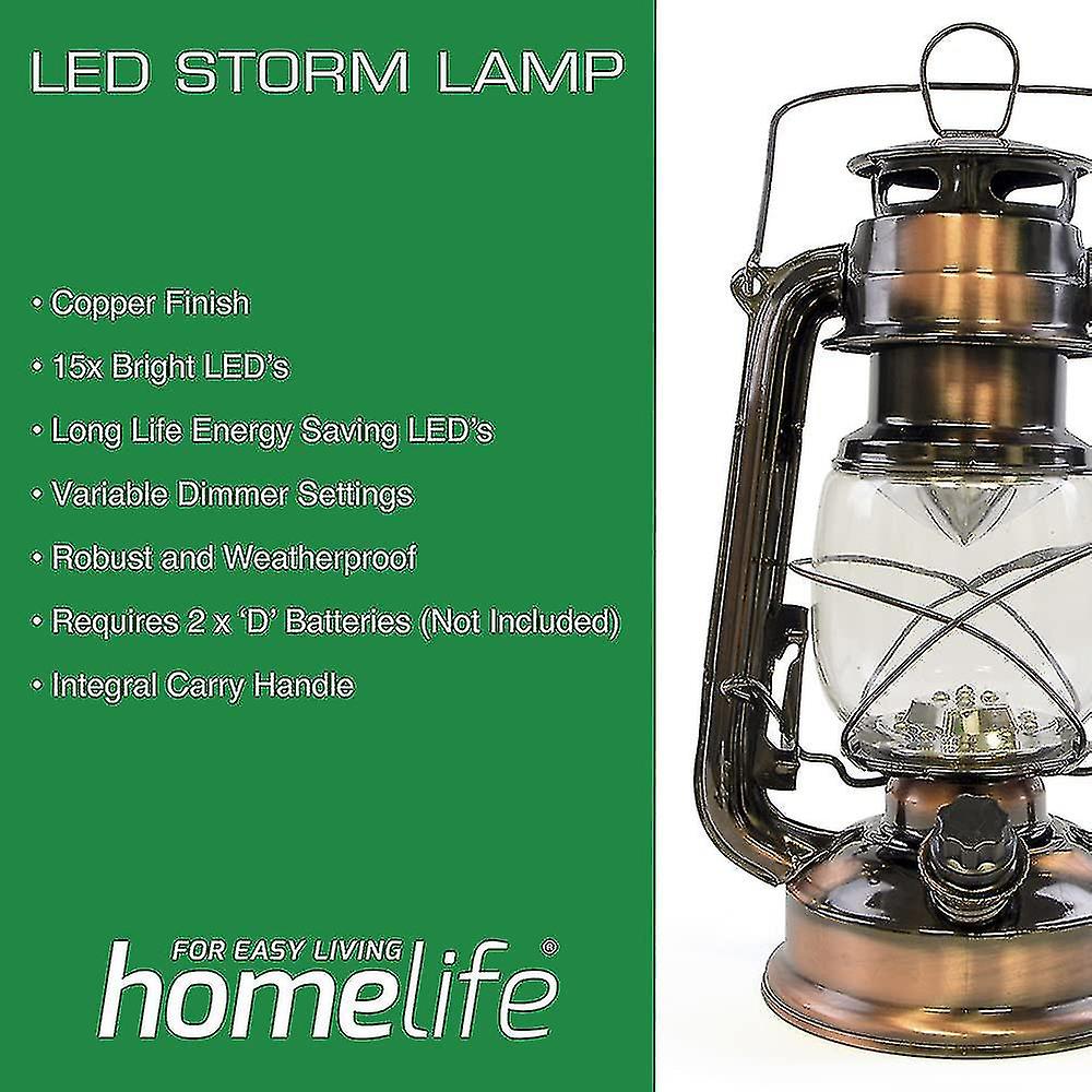 Led Storm Lamp With 15 Bright Led's / Carry Handle / Weatherproof Design / Variable Dimmer Settings