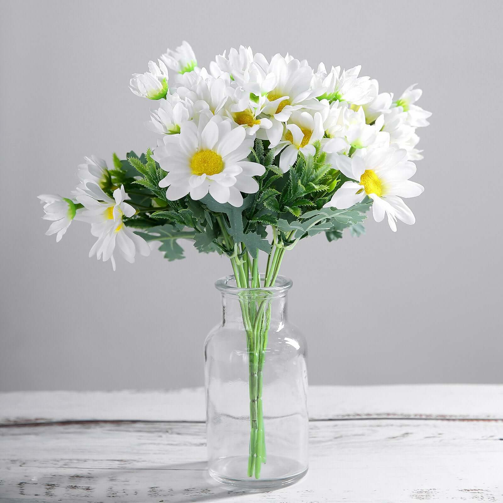 4 Bushes White Artificial Silk Daisy Flower Bouquet Branches 11