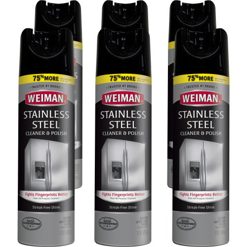 WEIMAN Stainless Steel Cleaner and Polish， 17 oz Aerosol， 6/Carton (49CT)