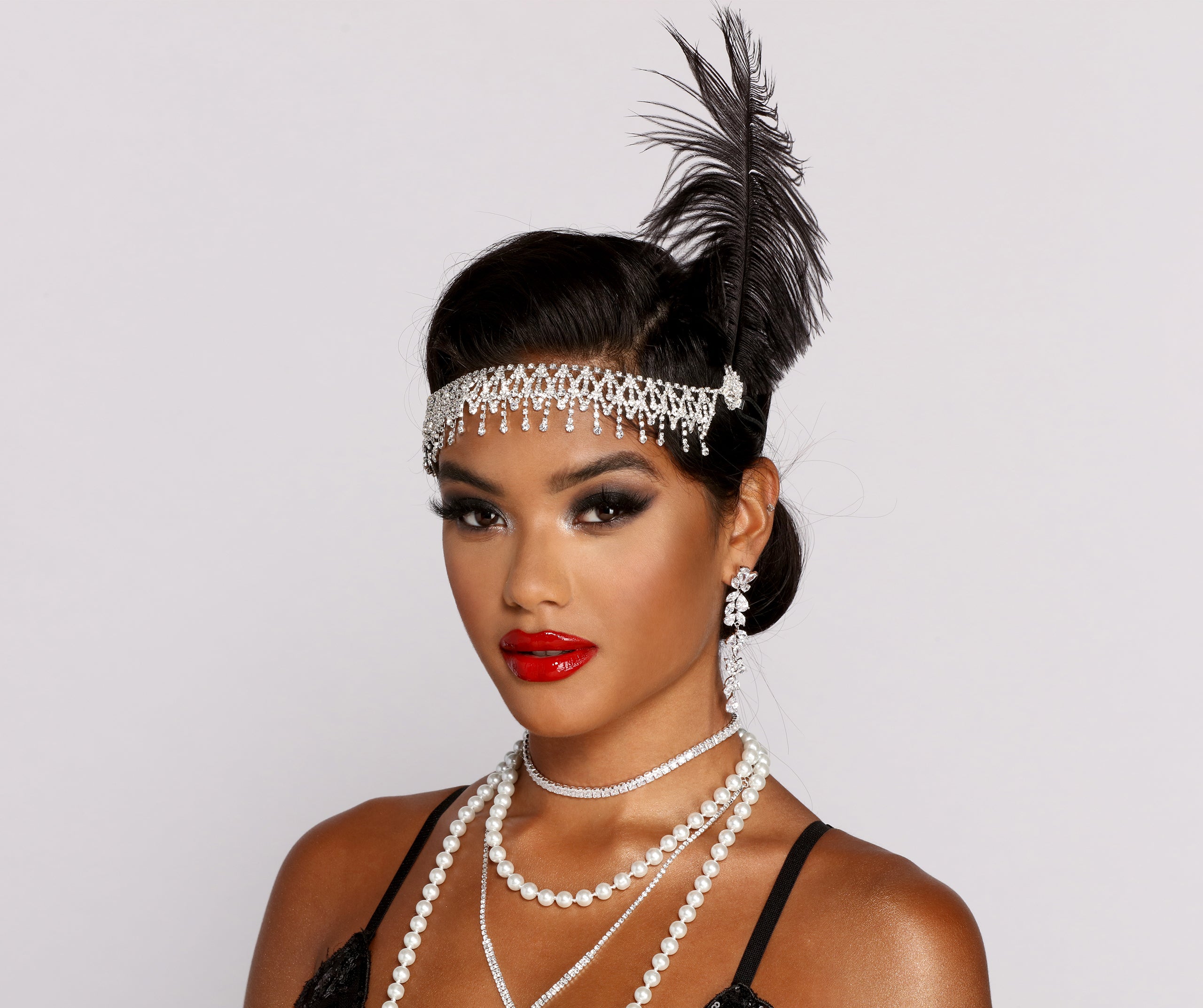 Roaring 20's Cutie Feathered Rhinestone Headband