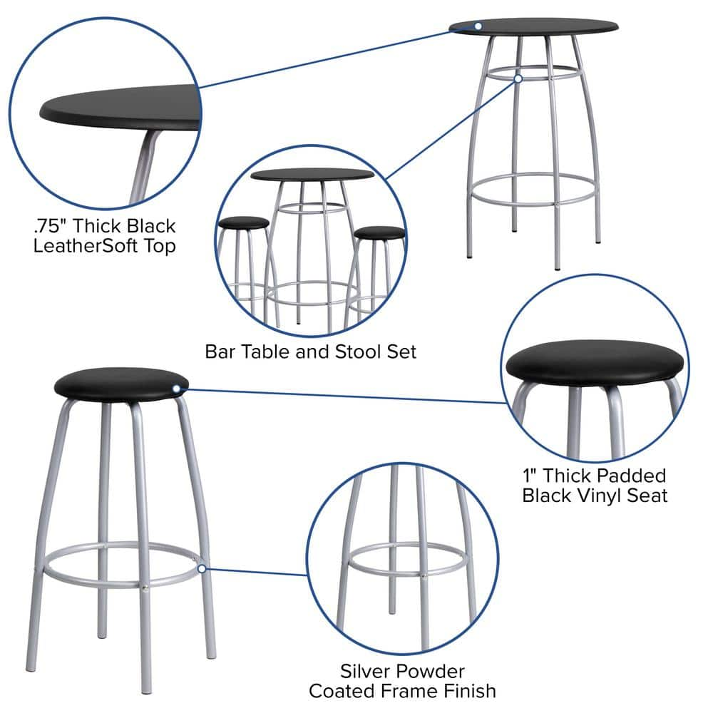 Carnegy Avenue 28 in. Bar Height Black Bar Stool CGA-JB-17997-BL-HD