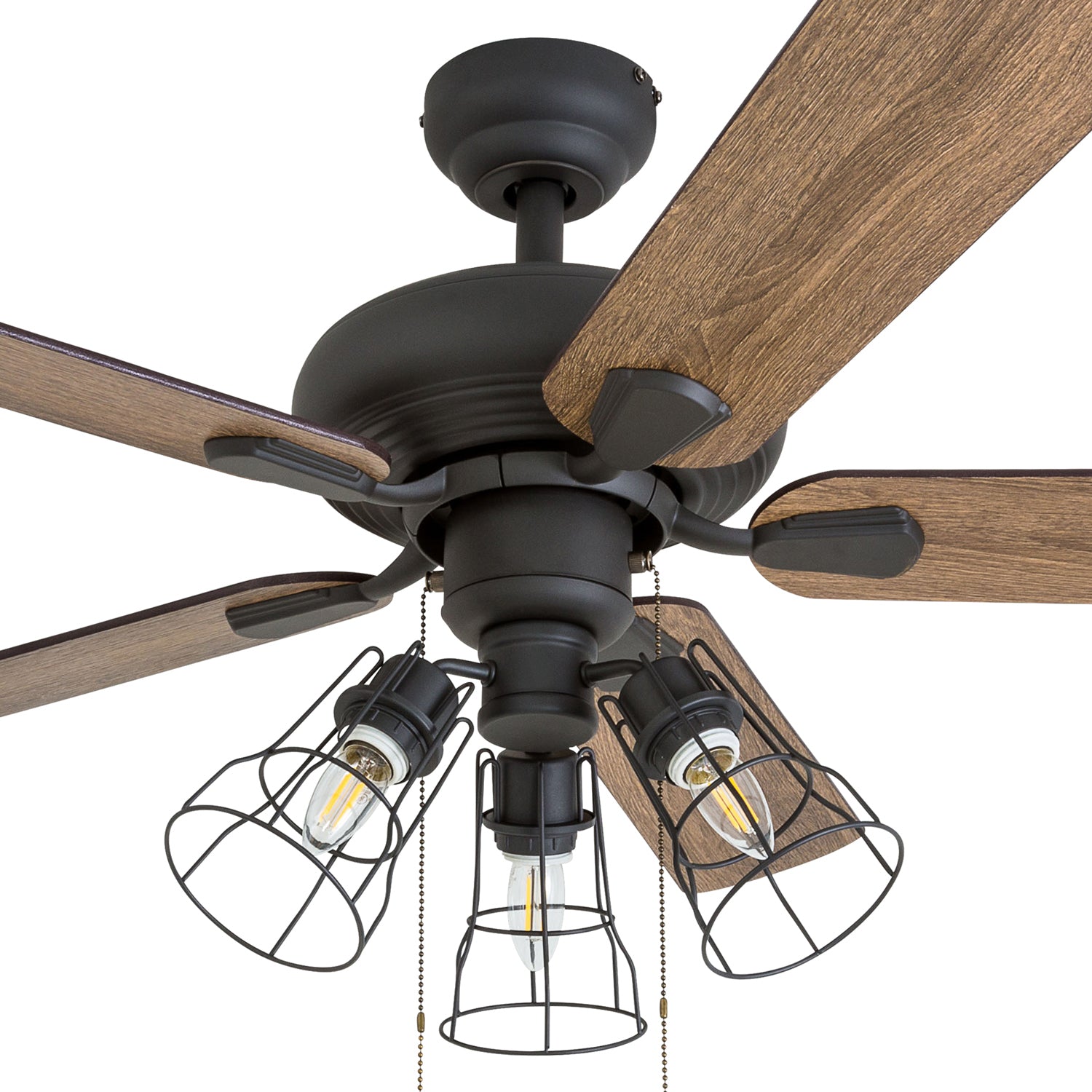 Prominence Home 50588-35 Madison County Industrial 42-Inch Aged Bronze Indoor Ceiling Fan, Cage LED Cage Barnwood, Tumbleweed Blades