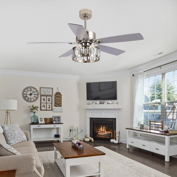 52-IN Reversible Crystal Ceiling Fan Fandelier with Remote Shopping - The Best Deals on Ceiling Fans | 40369832