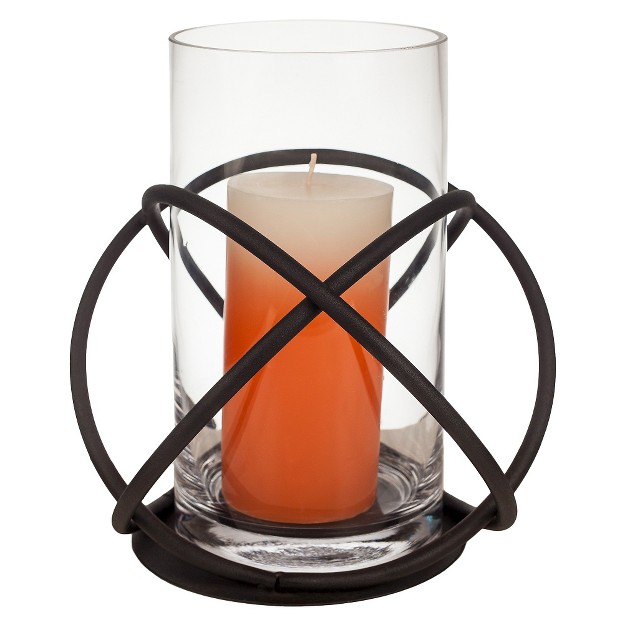 Metal amp Glass Single Candle Holder Black Danya B