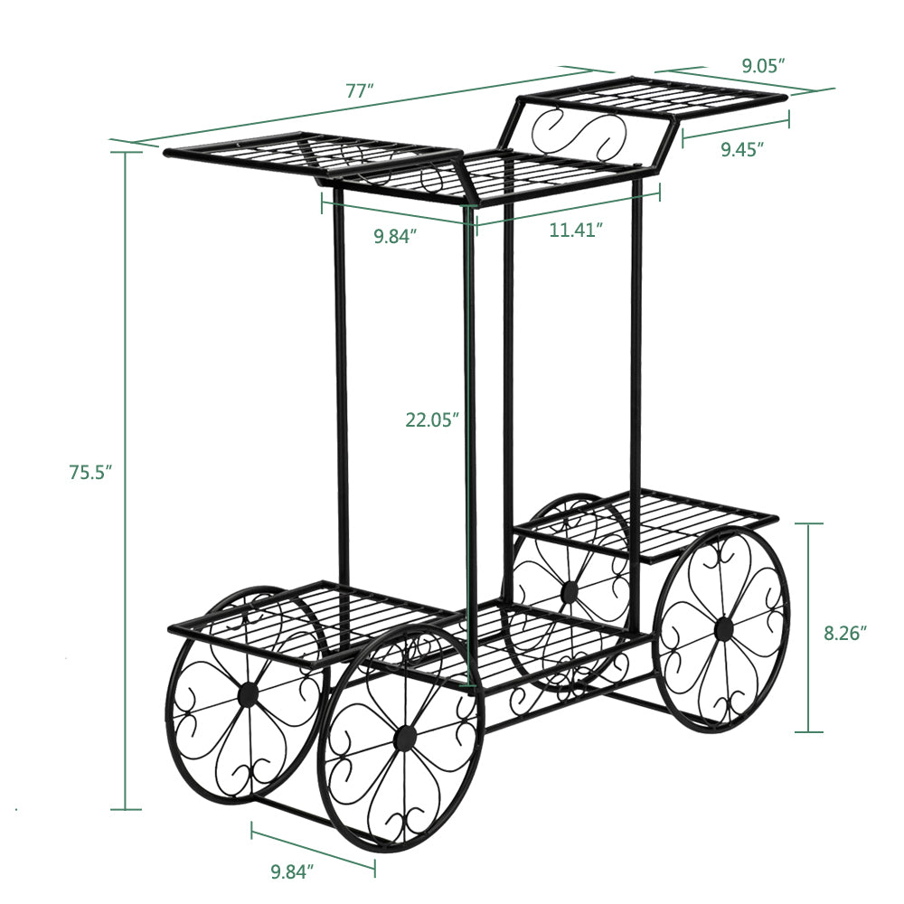 Paint Car Shape 6 Plant Stand Outdoor Indoor Garden Cart Stand Flower Pot Plant Holder Display Rack