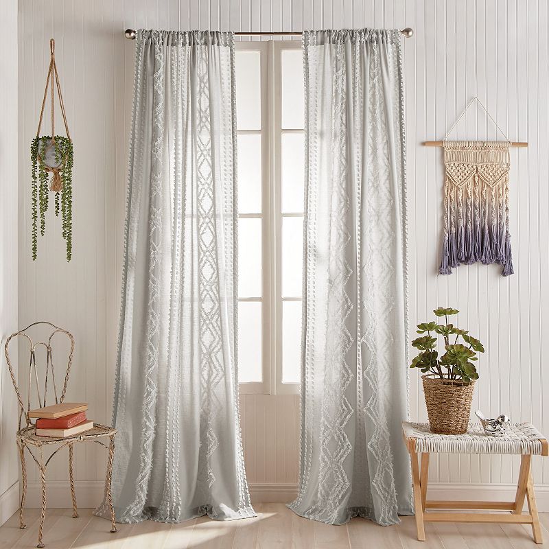 Peri Cut Geo Backtab 2-panel Window Curtain Set