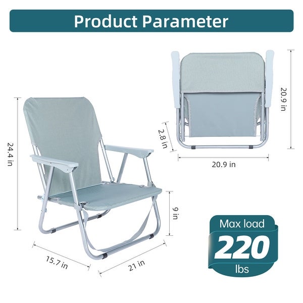 Folding Beach Adults， Portable Heavy-Duty Lawn Chairs Oxford Fabric and Steel Frame for Outdoors - Overstock - 37823567