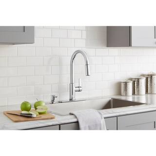 Glacier Bay Paulina Single-Handle Pull-Down Sprayer Kitchen Faucet with TurboSpray FastMount and Soap Dispenser in Chrome HD67780-1001