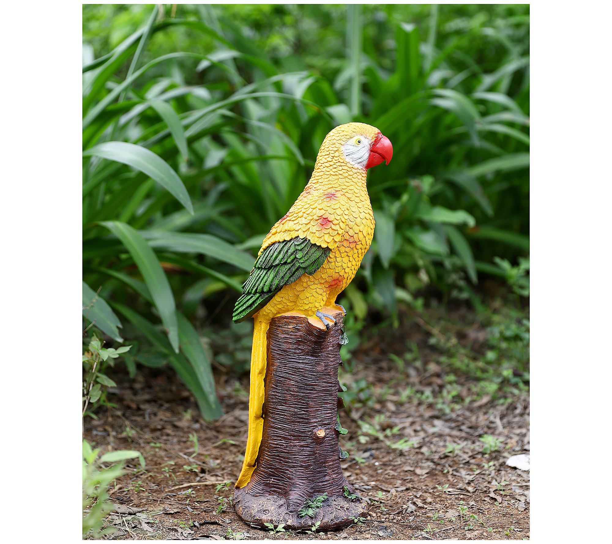 Techko Yellow Parrot Statue with Solar Spotligh t