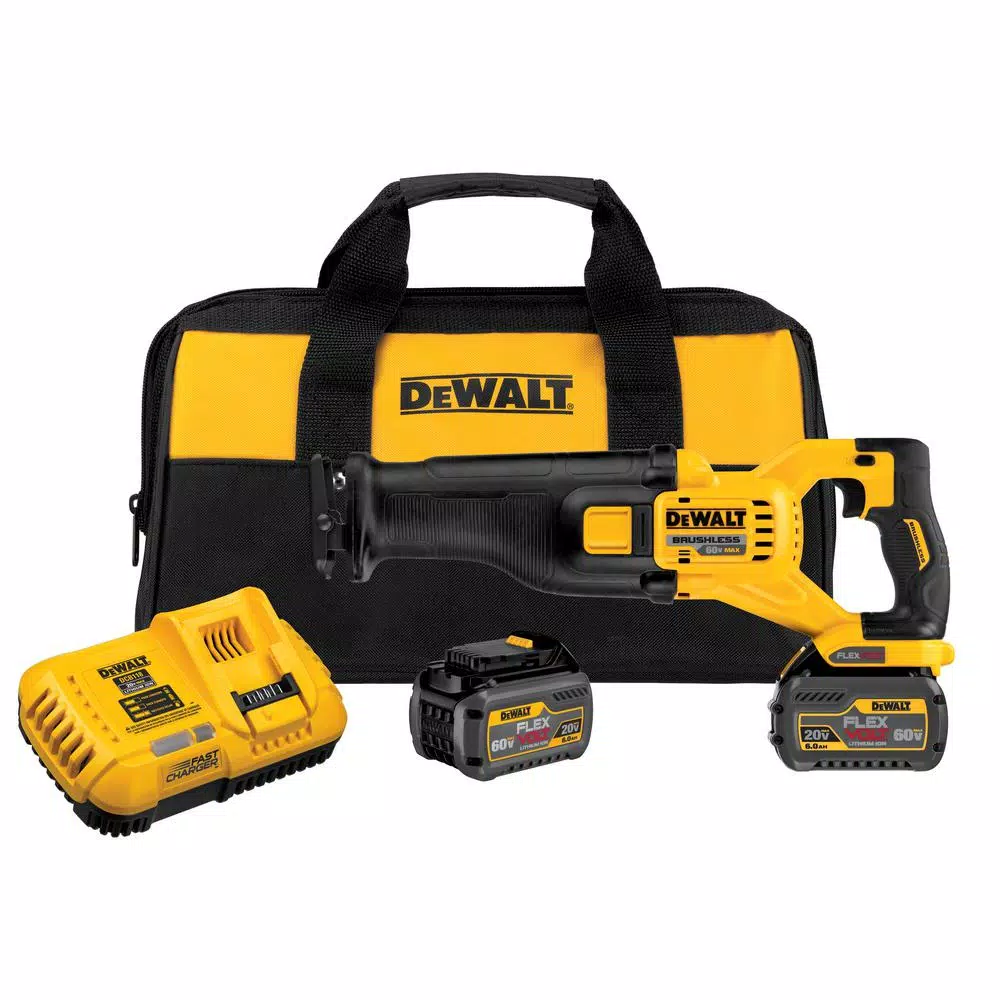 DEWALT FLEXVOLT 60-Volt MAX Lithium-Ion Cordless Brushless Reciprocating Saw with (2) Batteries and Bonus 3/4 in. Impact Wrench and#8211; XDC Depot