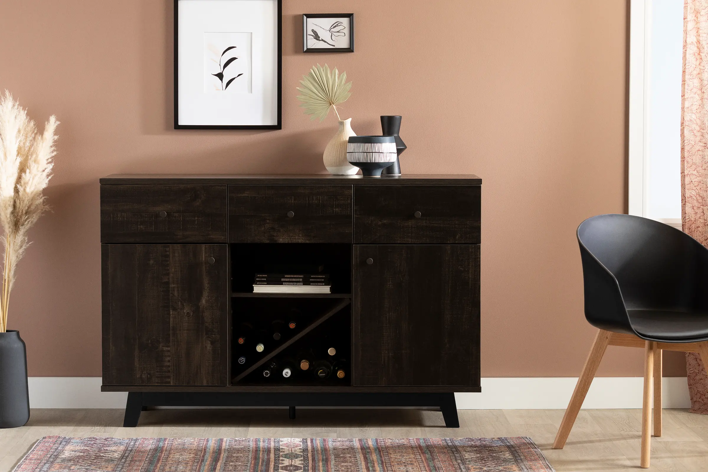 Bellami Black Buffet with Wine Storage - South Shore