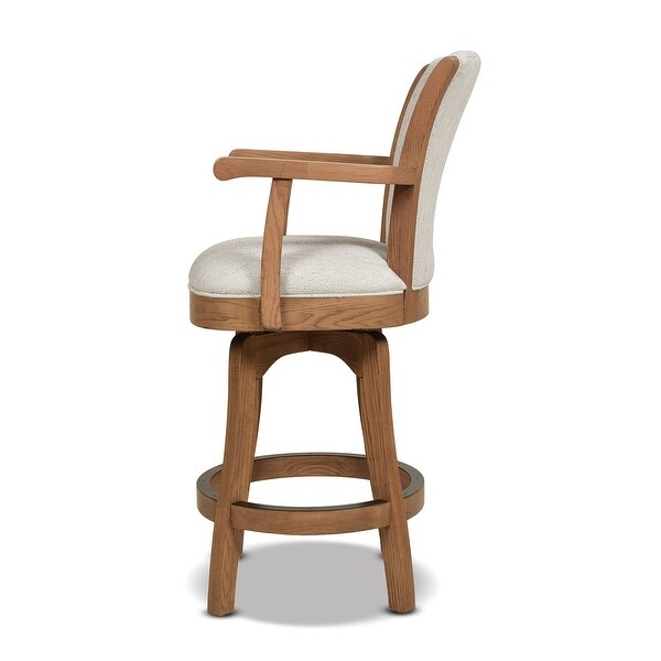 Williams Oak Wood Swivel Bar Stool and Counter Stool with Armrests