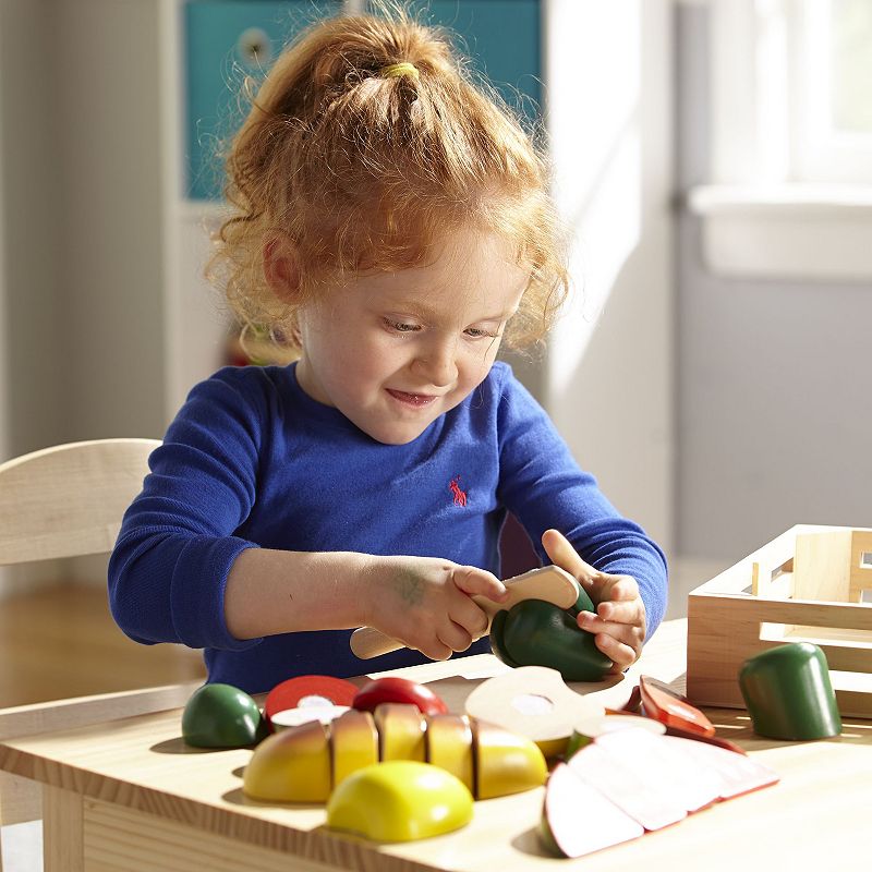 Melissa and Doug Cutting Food - Play Food Set With 25+ Hand-Painted Wooden Pieces， Knife， and Cutting Board