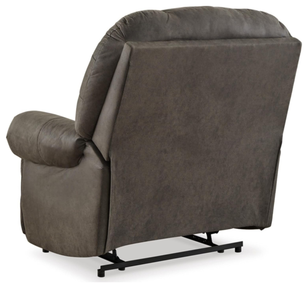 Contemporary Recliner Chair  Padded Seat With Tufted Back  ampScrolled Arms  Gray   Contemporary   Recliner Chairs   by Decor Love  Houzz