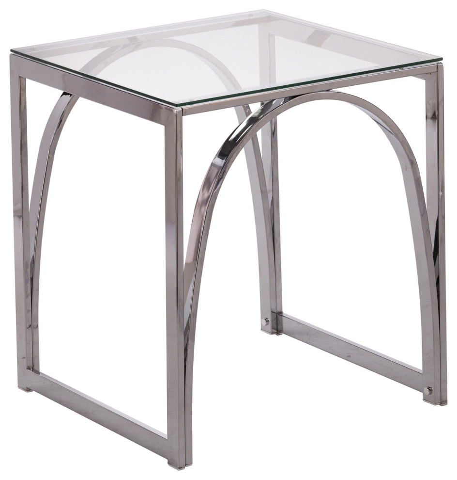 Stevenly Square Glass Top End Table   Contemporary   Side Tables And End Tables   by VirVentures  Houzz