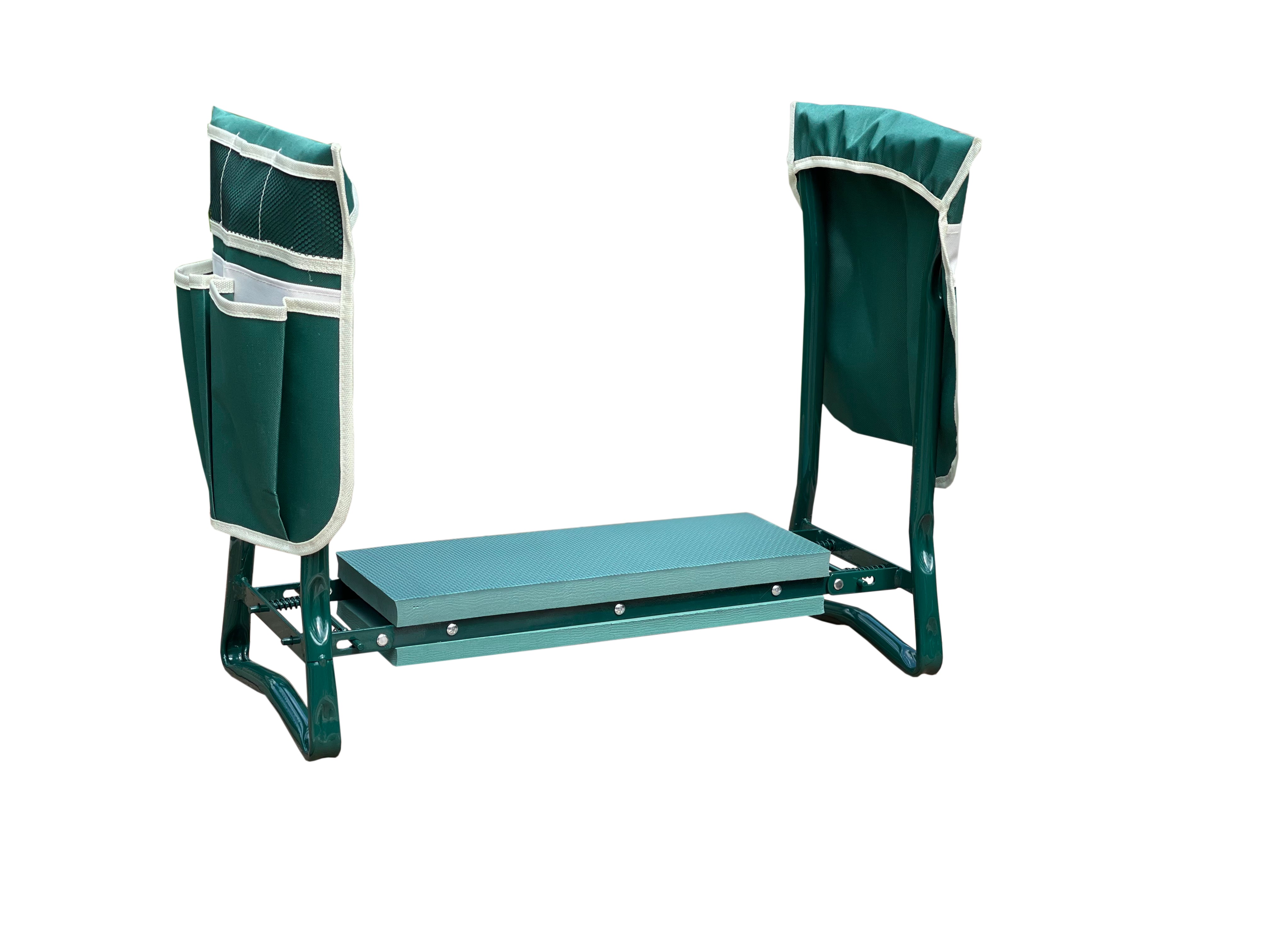 Juggernaut Storage Folding Garden Bench Stool with Kneeling Pad