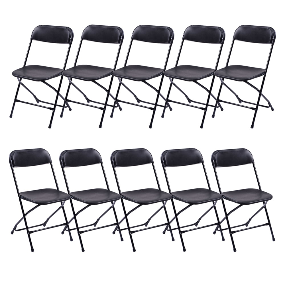 Ubesgoo Plastic Folding Chairs (10 Pack), Black