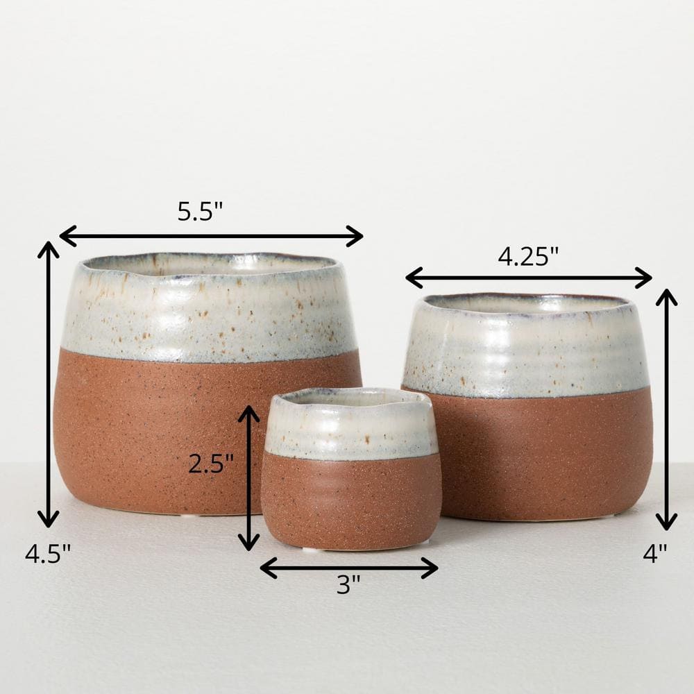 SULLIVANS 2.5 in. 4 in. and 4.5 in. Multicolor Desert Tone Glazed Ceramic Planters (Set of 3) CM3057