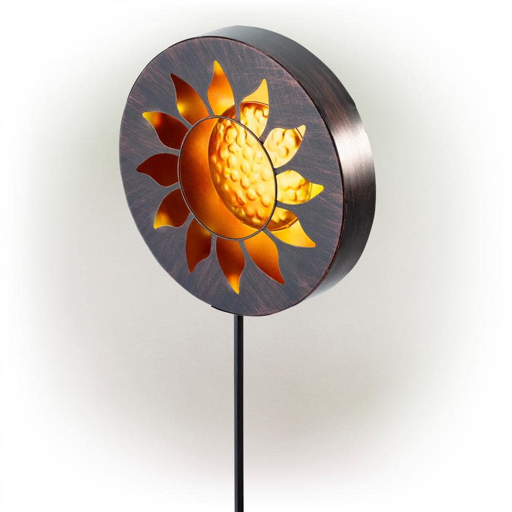 Alpine Corporation 40 in. Tall Outdoor Solar Powered Garden Stake Sunflower Design with LED Lights ZEN280TM