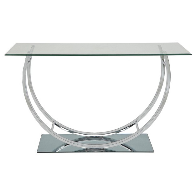 Danville Console Sofa Table With Glass Top Chrome Coaster