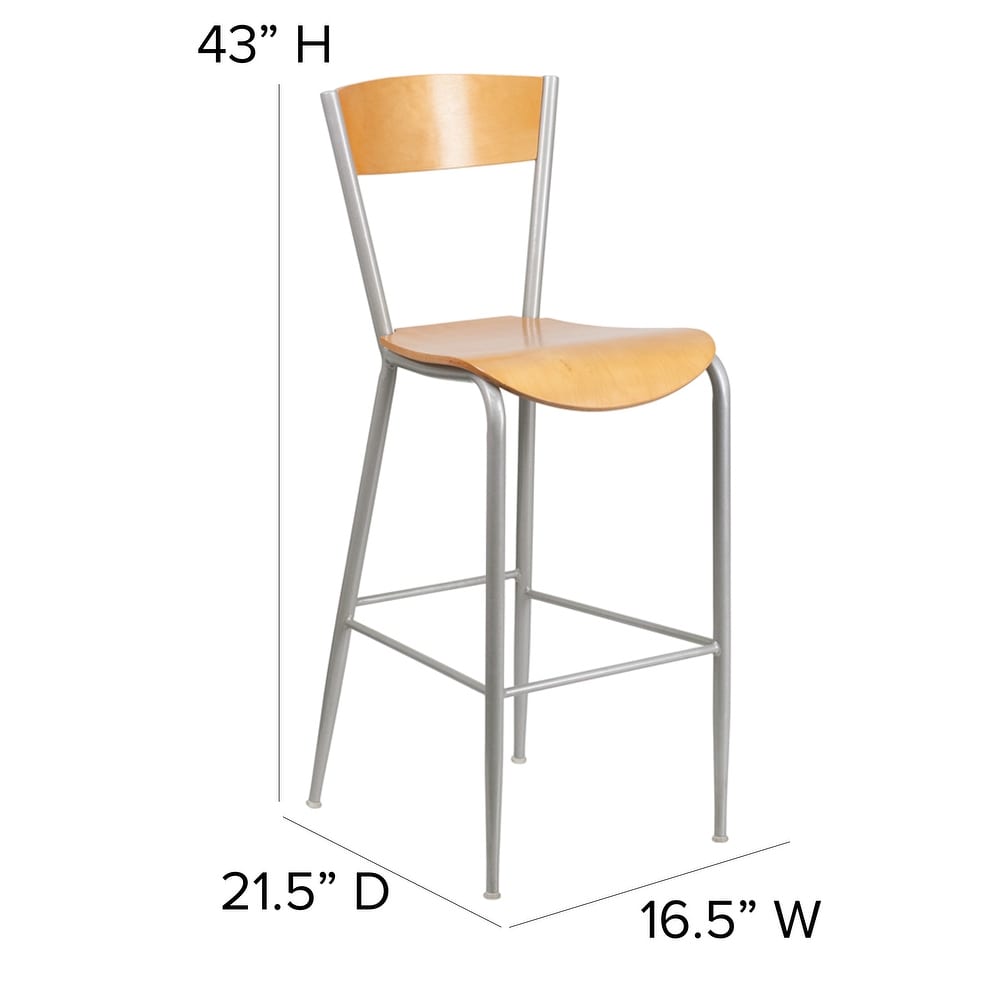 Metal Restaurant Barstool   Wood Back   Seat   16.5\