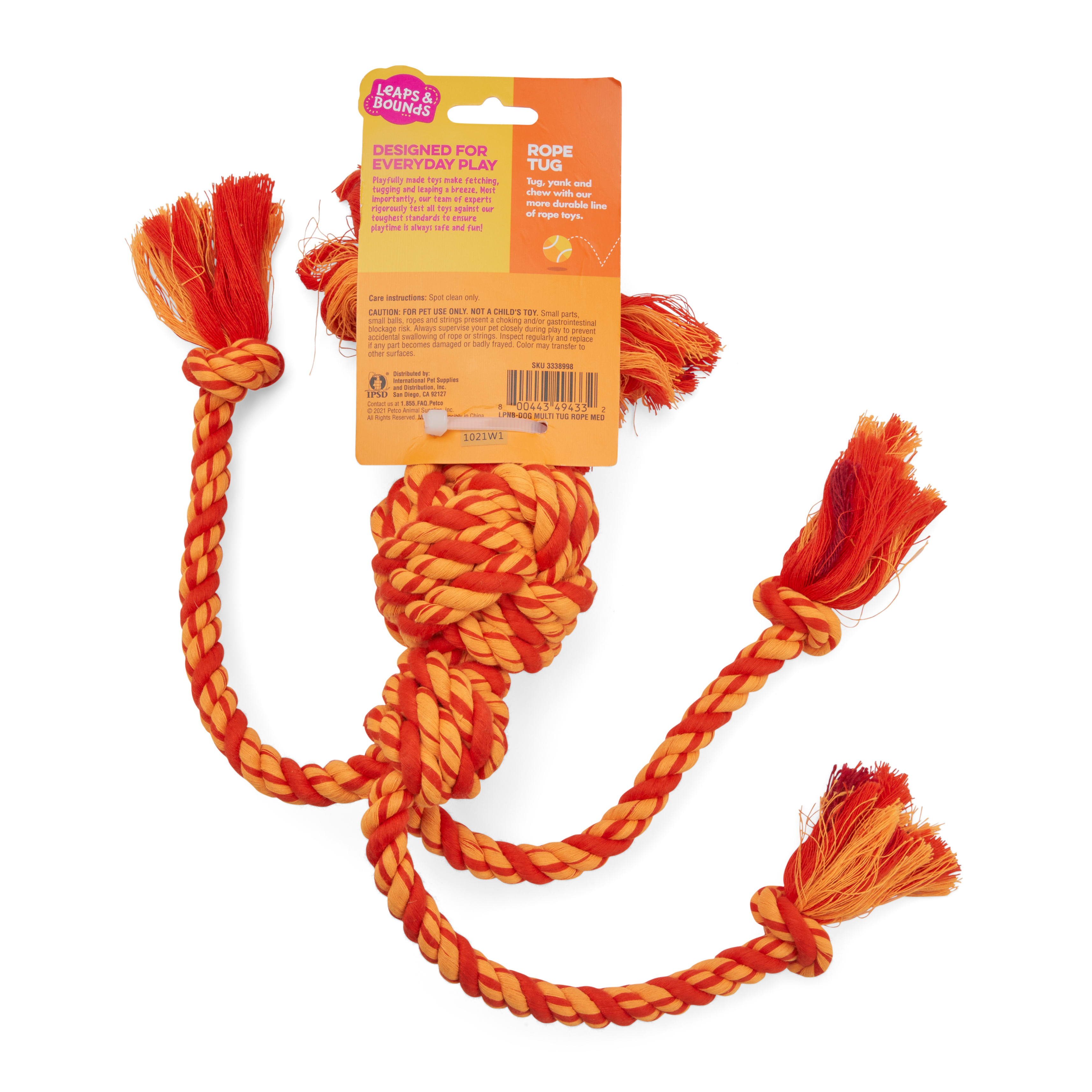 Leaps  Bounds Red  Multicolor Rope Dog Toy， X-Large