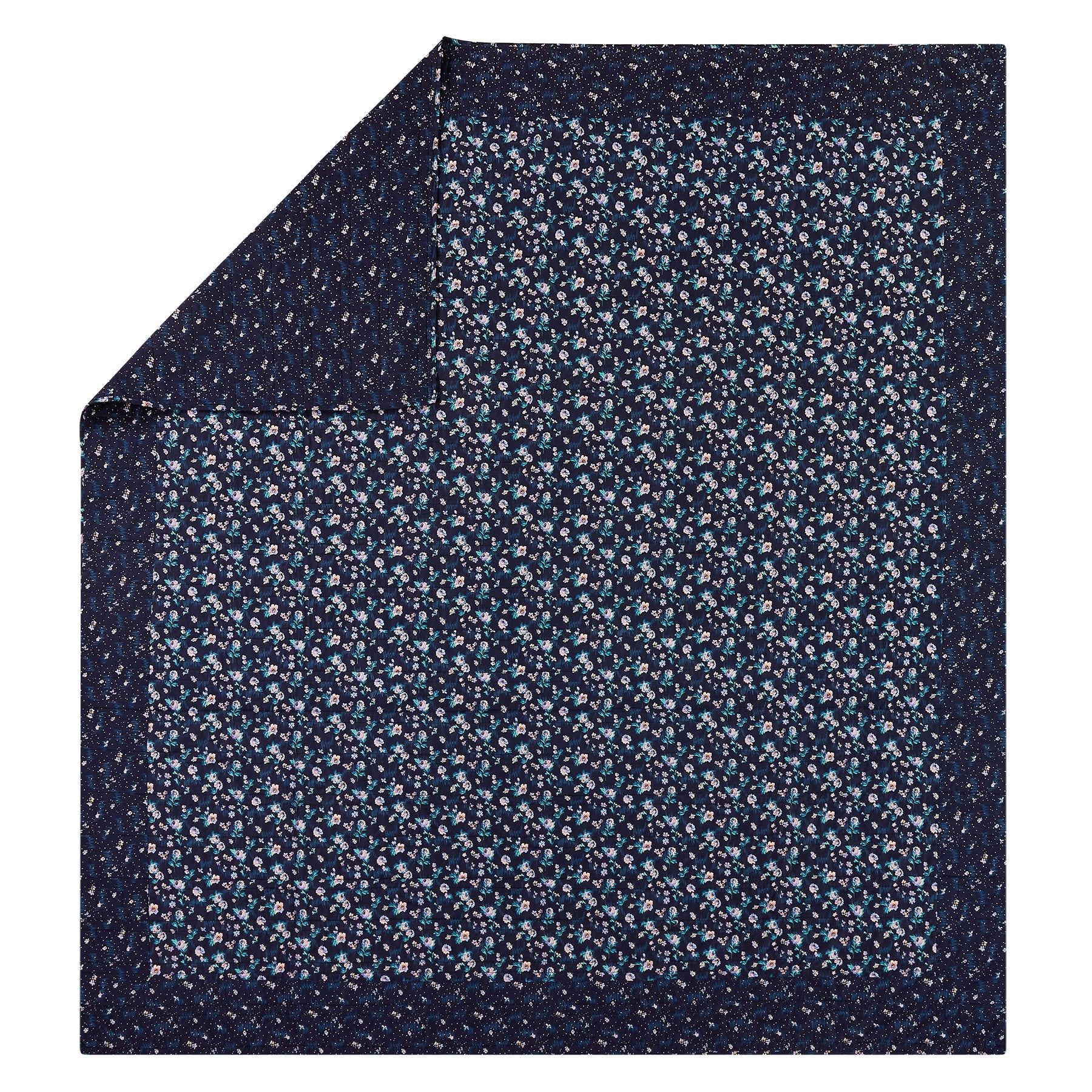 Navy Garden Quilt Set, Full - Queen