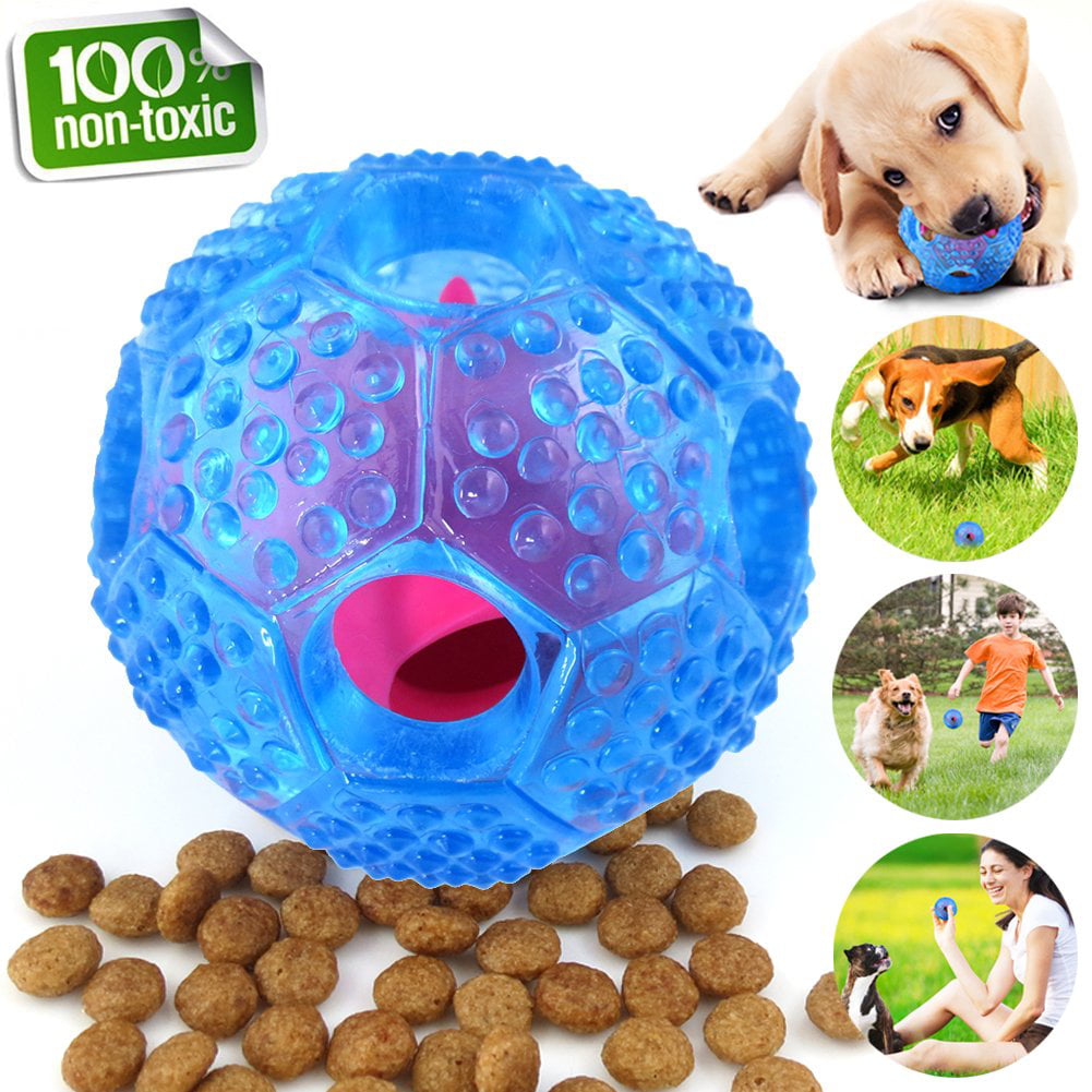 Interactive Dog Toy - IQ Treat Ball Food Dispensing Toys for Small Medium Large Dogs Durable Chew Ball - Nontoxic Rubber and Bouncy Dog Ball - Cleans Teeth