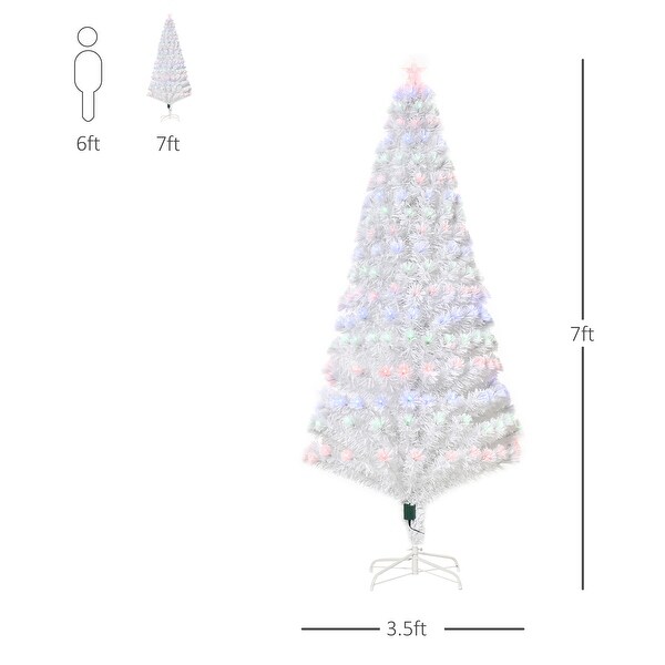 HOMCOM 7 ft. Prelit Christmas Tree with Stand，LED Christmas Tree with Lights