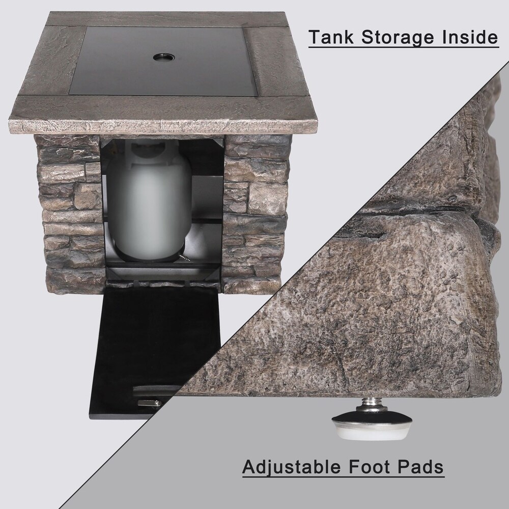 VEIKOUS 30'' Square 50000 BTU Propane Gas Fire Pit Table for Outside Patio with Lid  Cover and Lava Rocks