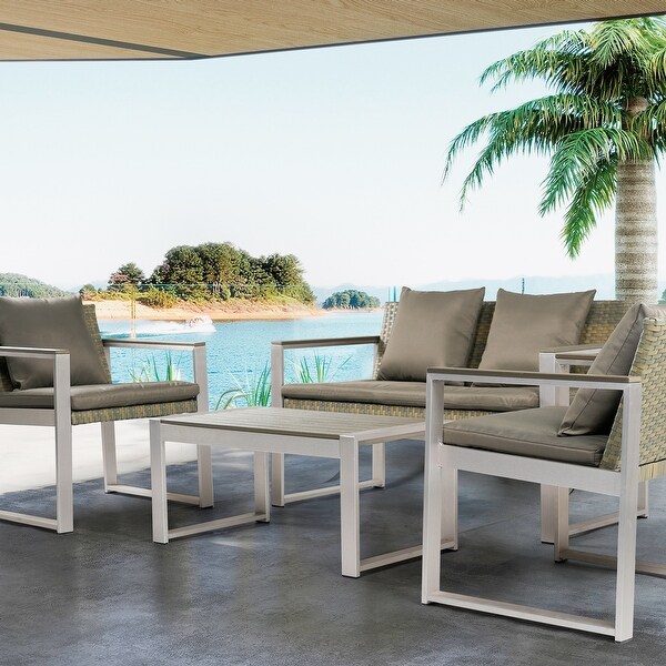 Gray+Silver AllWeather 4 Piece Patio Seating Set