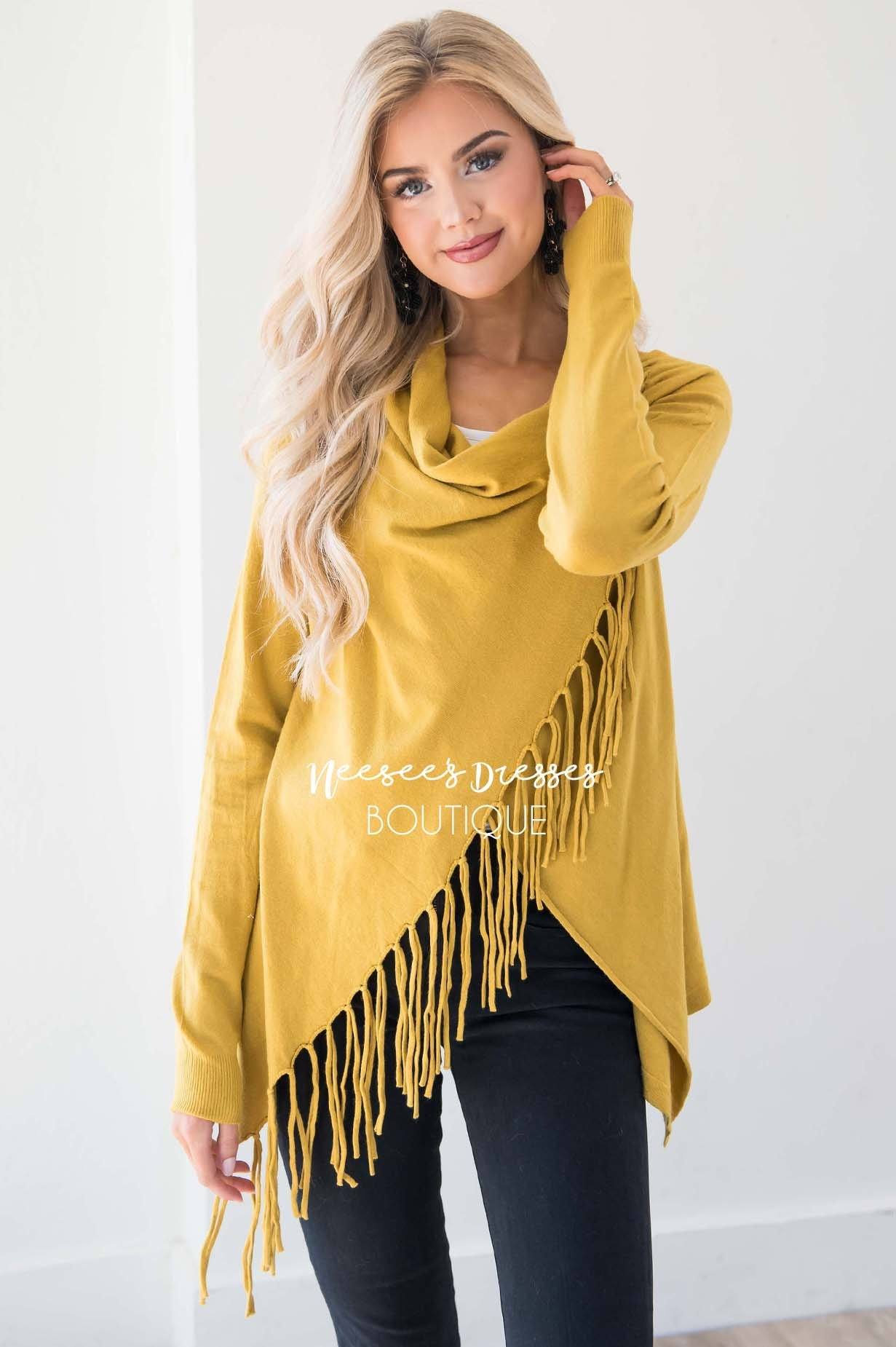 New Stories Fringe Wrap Sweater