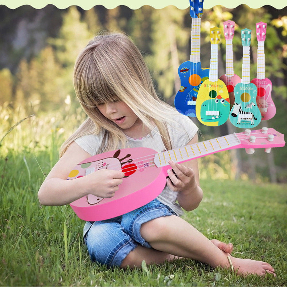 Michellecmm Toddler Kid's Musical Guitar Cute Cartoon Animal Print Mini Ukulele Instrument Educational Play Toys