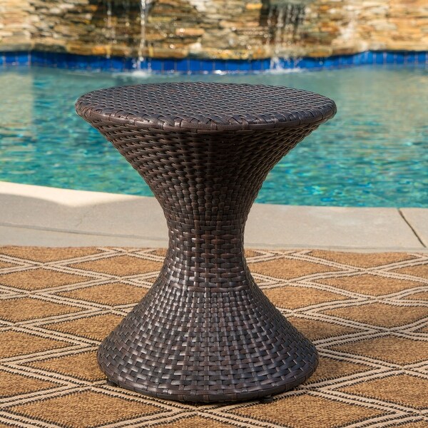 Outdoor Hourglassshaped Side Table with a Durable Iron Frame for Garden，Patio or Backyard