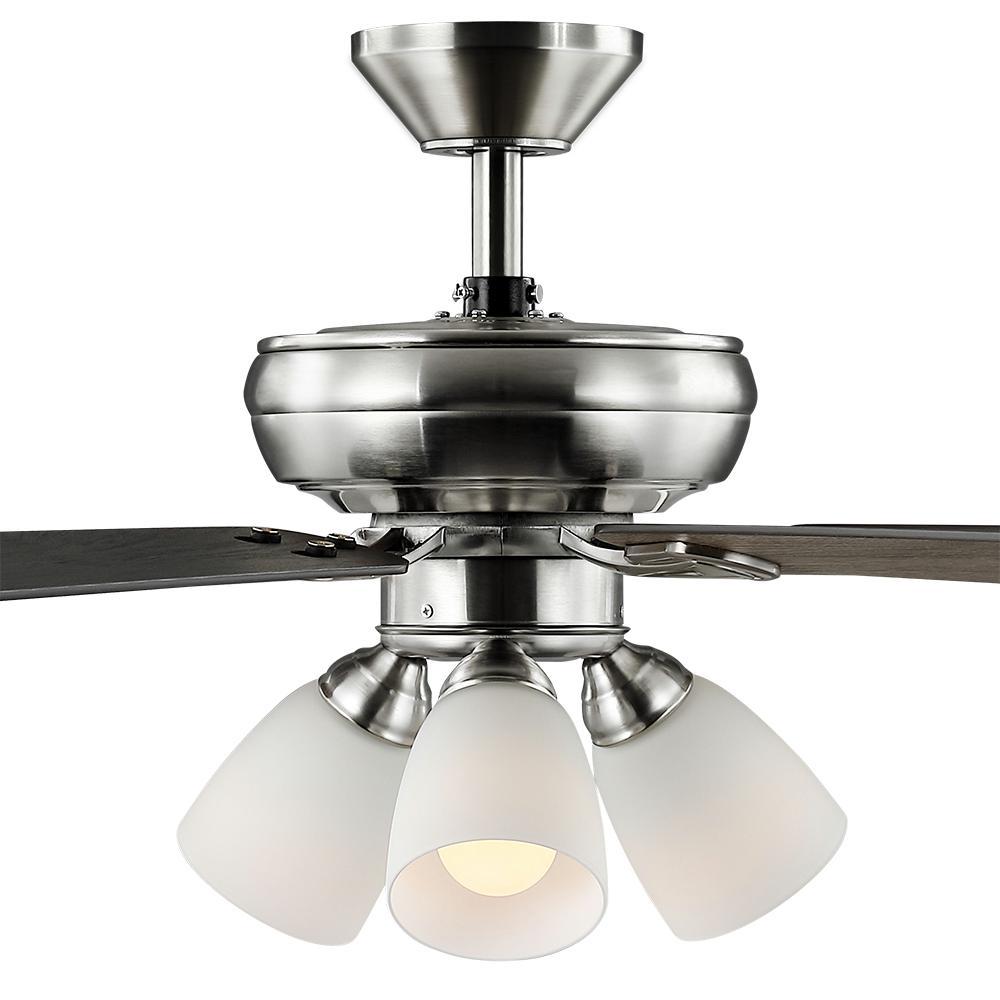 Riley 44 In. Indoor LED Brushed Nickel Ceiling Fan With Light Kit, 5 QuickInstall Reversible Blades And Remote Control