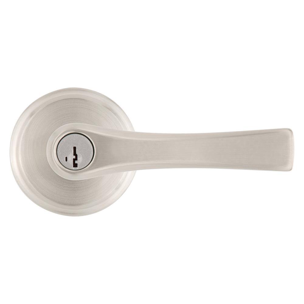 Kwikset Katella Satin Nickel Keyed Entry Door Lever Featuring SmartKey Technology with Microban 740KAL15SMT6RK3