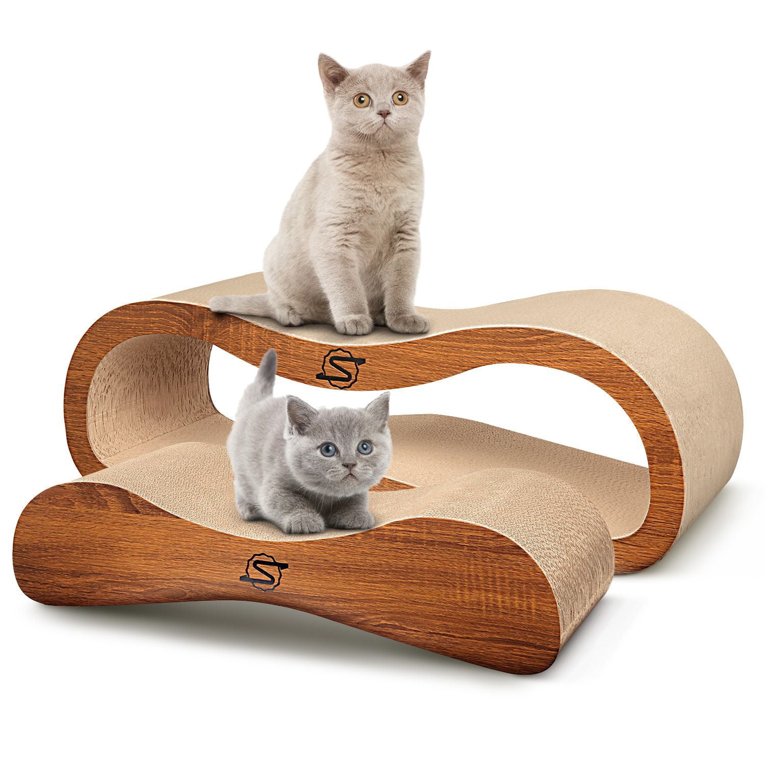 ScratchMe 2 in 1 Cat Scratcher Cardboard Lounge Bed Scratching Post with Catnip， 1-Pack