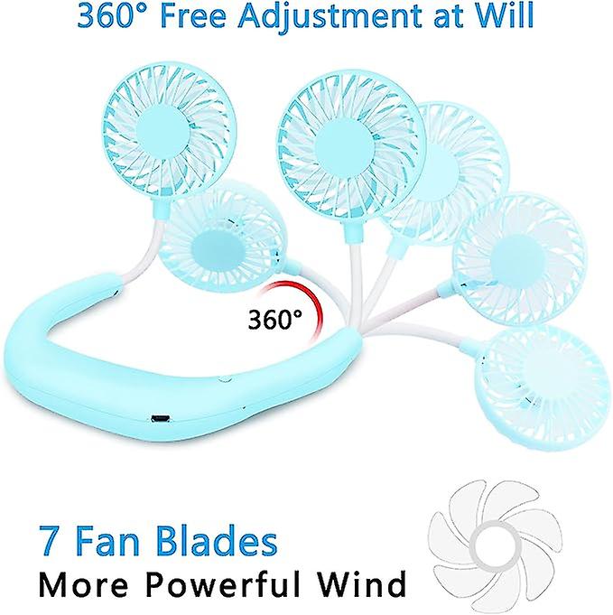 Personal Usb Hands-free Mini Wearable Sports Handheld Cooling Small New Fan Suitable For Traveling Outdoor Sports Blue